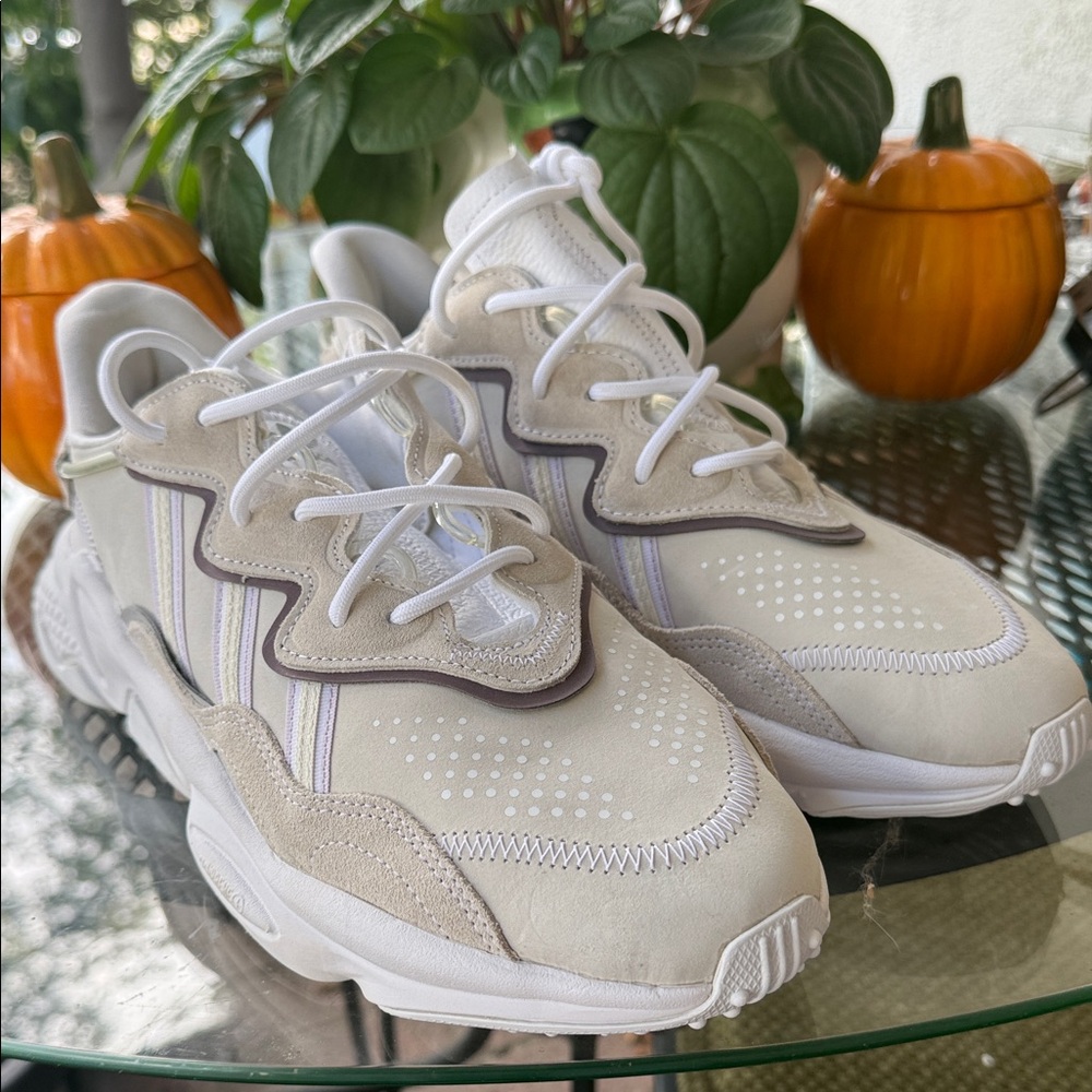 Adidas Cream and White Athletic Shoes